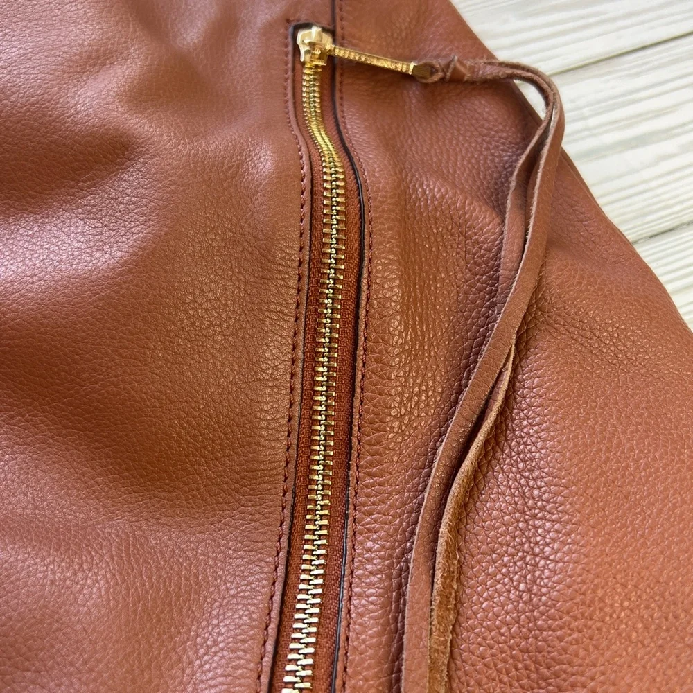Rebecca‎ Minkoff Brown Leather Moto Hobo Tassel Fringe Shoulder Bag